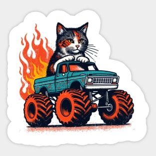 Funny Cat Driving A Monster Truck Sticker